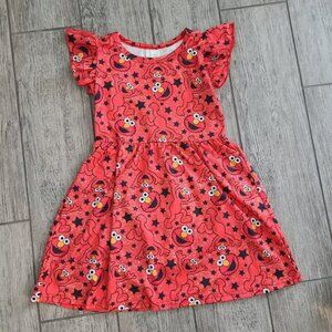 Sesame Street Elmo short sleeve buttery soft toddler dress red size 4T